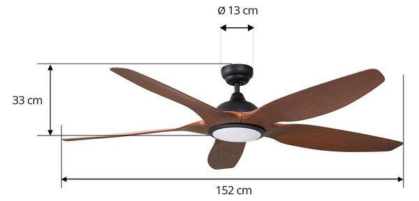 Lucande Omendo LED mennyezeti ventilátor, fekete, DC, csendes, CCT, dimmelhető, Fekete, Nappali / Étkező, fém, Modern