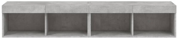 2 db betonszürke TV-szekrény LED-világítással 80x30x30 cm