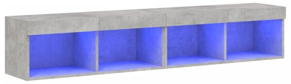 2 db betonszürke TV-szekrény LED-világítással 80x30x30 cm