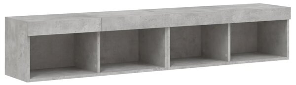 2 db betonszürke TV-szekrény LED-világítással 80x30x30 cm