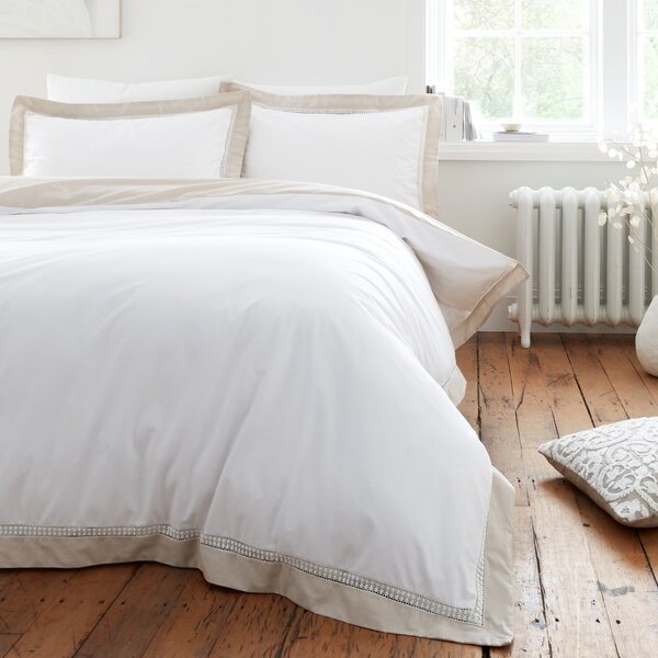 Fehér egyszemélyes pamut ágyneműhuzat 135x200 cm Oxford Lace – Bianca