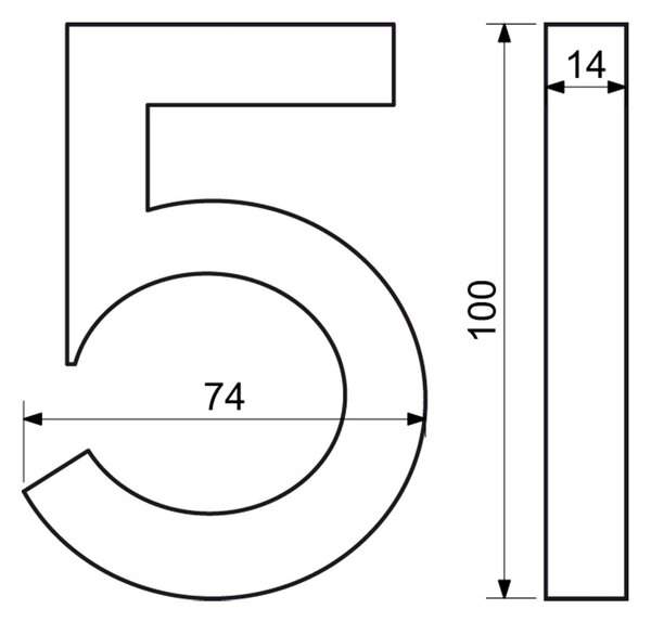 "5" házszám, RN.100LV, strukturált, antracit