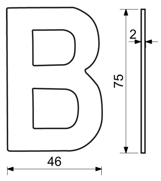 "B" házszám, RN.75L, fekete