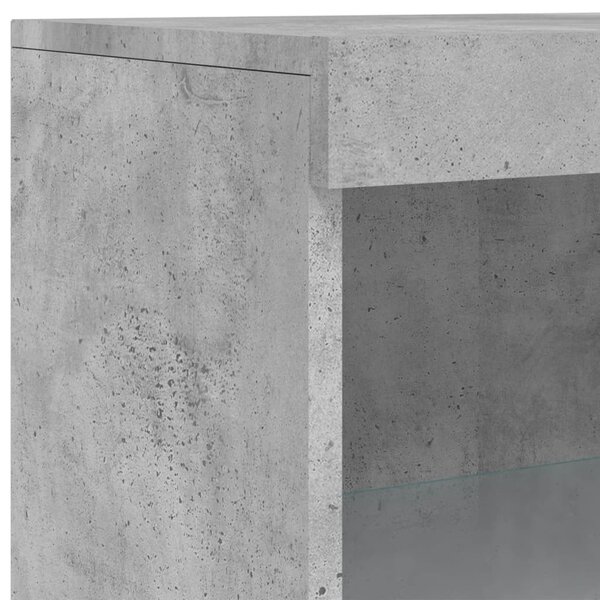 Betonszürke tálalószekrény LED-világítással 60,5 x 37 x 100 cm