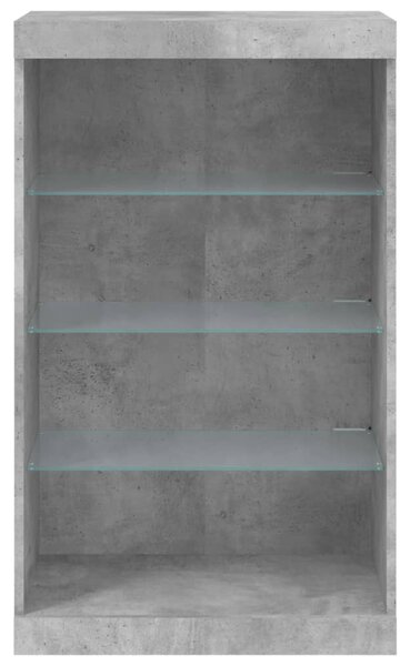 Betonszürke tálalószekrény LED-világítással 60,5 x 37 x 100 cm