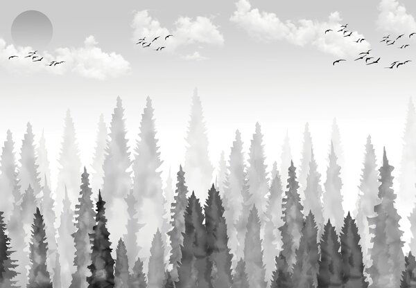 Fotótapéta - Akvarell erdő (147x102 cm)