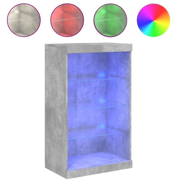 Betonszürke tálalószekrény LED-világítással 60,5 x 37 x 100 cm