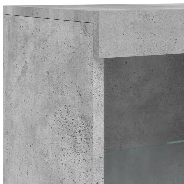 Betonszürke tálalószekrény LED-világítással 41 x 37 x 100 cm