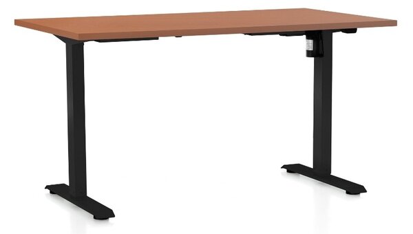 Állítható magasságú asztal OfficeTech A, 120 x 80 cm, fekete alap, cseresznye