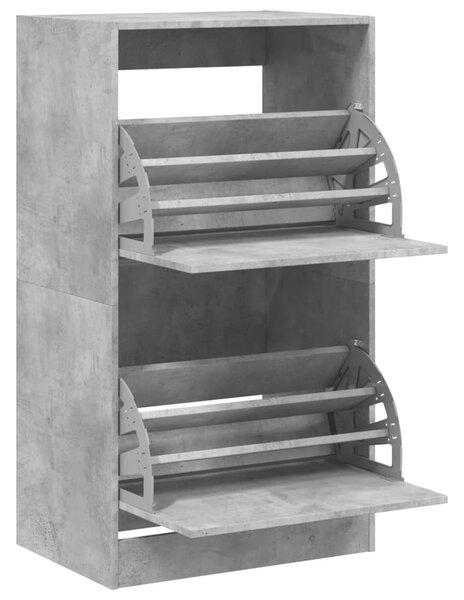 Betonszürke cipőszekrény 2 kihajtható fiókkal 60 x 42 x 108 cm