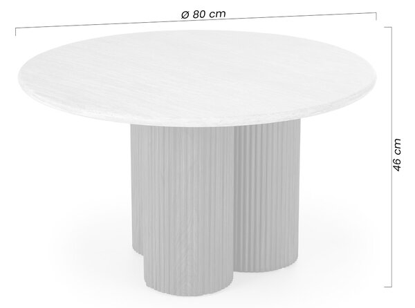Massia kerek dohányzóasztal 80 cm nappaliba - travertin / dió