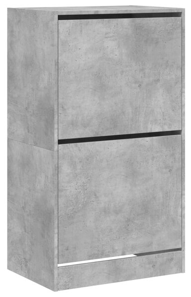 Betonszürke cipőszekrény 2 kihajtható fiókkal 60 x 42 x 108 cm