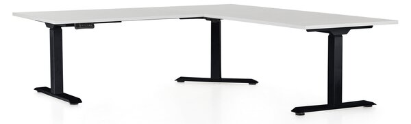 OfficeTech Angle állítható magasságú asztal, 180 + 120 cm, fekete alap, világosszürke