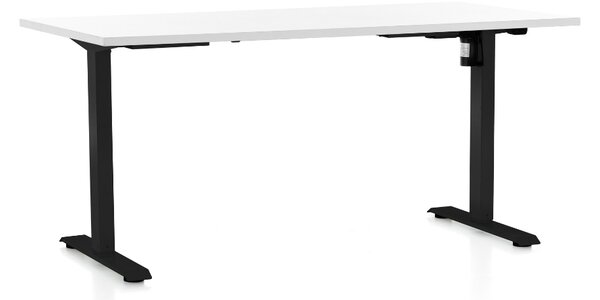 Állítható magasságú asztal OfficeTech A, 160 x 80 cm, fekete alap, fehér