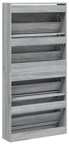 Szürke sonoma cipőszekrény 4 kihajtható fiókkal 80x21x163,5 cm