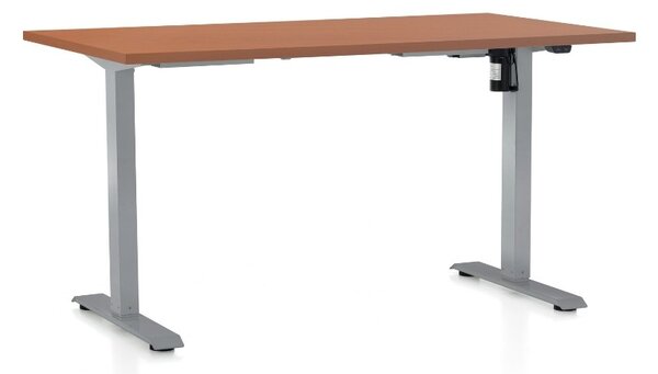 Állítható magasságú asztal OfficeTech A, 120 x 80 cm, szürke alap, cseresznye