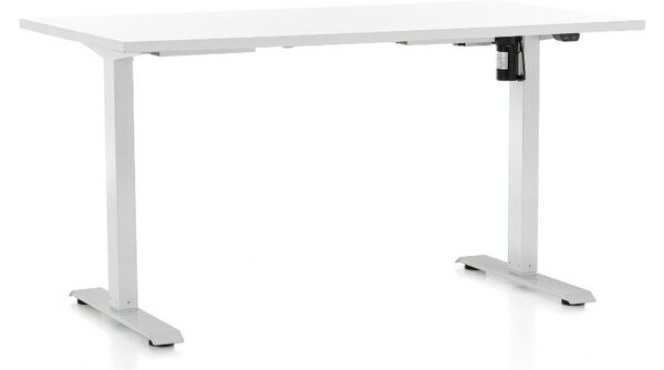 Állítható magasságú asztal OfficeTech A, 120 x 80 cm, fehér alap, fehér
