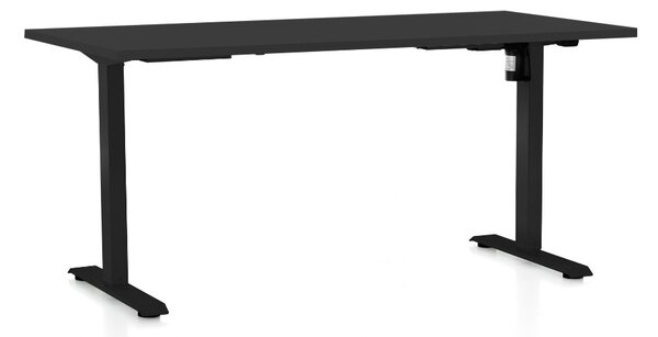 Állítható magasságú asztal OfficeTech A, 160 x 80 cm, fekete alap, fekete