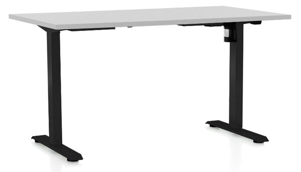 Állítható magasságú asztal OfficeTech A, 120 x 80 cm, fekete alap, világos szürke