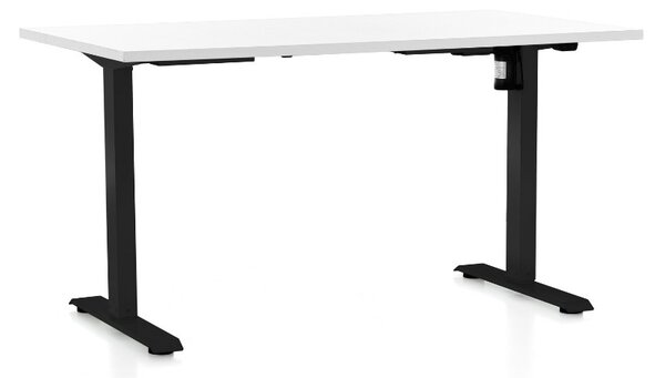 Állítható magasságú asztal OfficeTech A, 120 x 80 cm, fekete alap, fehér