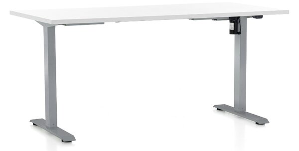 Állítható magasságú asztal OfficeTech A, 160 x 80 cm, szürke alap, fehér