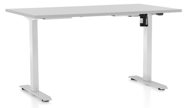 Állítható magasságú asztal OfficeTech A, 120 x 80 cm, fehér alap, világos szürke