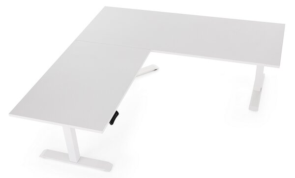 OfficeTech Angle állítható magasságú asztal, 180 + 120 cm, fehér alap, világosszürke
