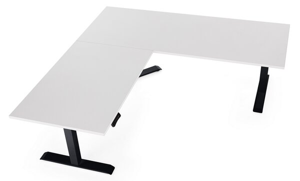 OfficeTech Angle állítható magasságú asztal, 180 + 120 cm, fekete alap, világosszürke