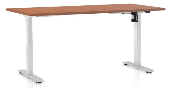 Állítható magasságú asztal OfficeTech A, 160 x 80 cm, fehér alap, cseresznye