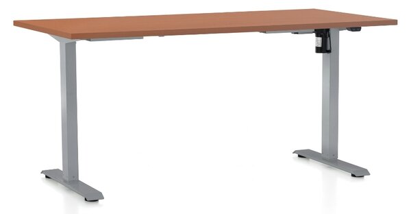 Állítható magasságú asztal OfficeTech A, 160 x 80 cm, szürke alap, cseresznye
