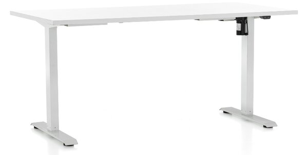 Állítható magasságú asztal OfficeTech A, 160 x 80 cm, fehér alap, fehér