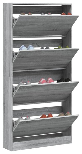 Szürke sonoma cipőszekrény 4 kihajtható fiókkal 80x21x163,5 cm