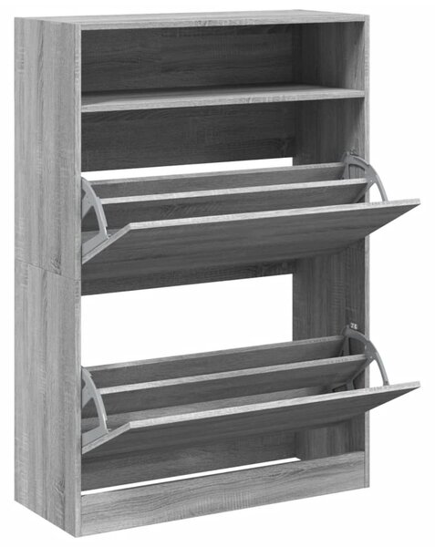 Szürke sonoma cipőszekrény 2 kihajtható fiókkal 80x34x116 cm