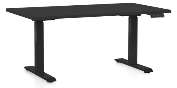 Állítható magasságú asztal OfficeTech C, 120 x 80 cm, fekete alap, fekete