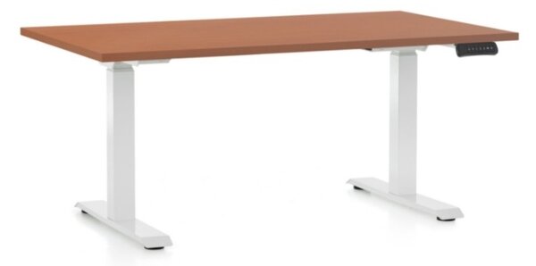 Állítható magasságú asztal OfficeTech D, 120 x 80 cm, fehér alap, cseresznye