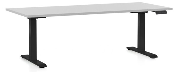 Állítható magasságú asztal OfficeTech C, 180 x 80 cm, fekete alap, világos szürke