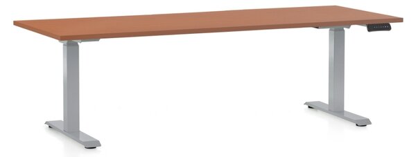 Állítható magasságú asztal OfficeTech D, 200 x 80 cm, szürke alap, cseresznye