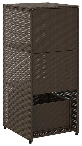 Barna polyrattan kerti tárolószekrény 50 x 55 x 115 cm