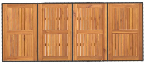Fekete polyrattan akácfa lapos kerti asztal 190 x 80 x 74 cm