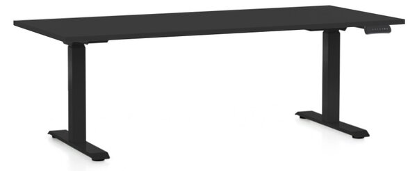 Állítható magasságú asztal OfficeTech C, 180 x 80 cm, fekete alap, fekete