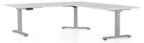 OfficeTech Angle állítható magasságú asztal, 180 + 120 cm, szürke alap, világosszürke