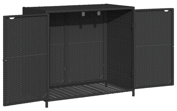 Fekete polyrattan kerti tárolószekrény 83 x 45 x 76 cm