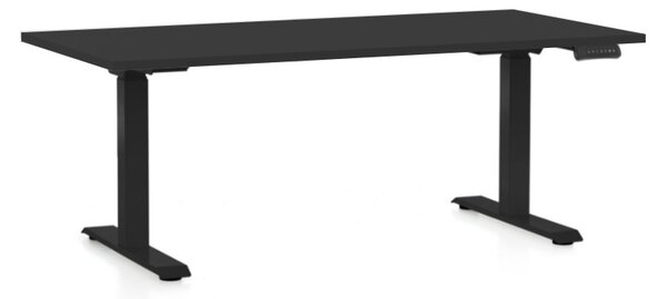 Állítható magasságú asztal OfficeTech C, 160 x 80 cm, fekete alap, fekete
