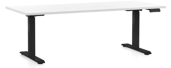 Állítható magasságú asztal OfficeTech C, 180 x 80 cm, fekete alap, fehér