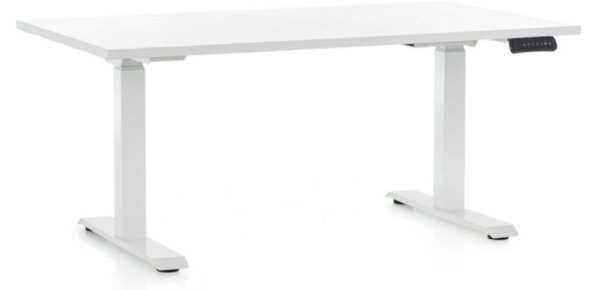Állítható magasságú asztal OfficeTech D, 120 x 80 cm, fehér alap, fehér