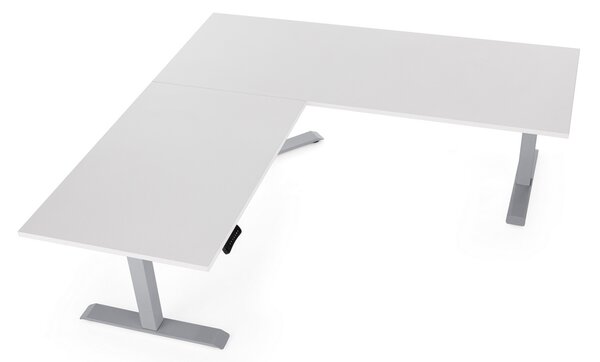 OfficeTech Angle állítható magasságú asztal, 180 + 120 cm, szürke alap, világosszürke