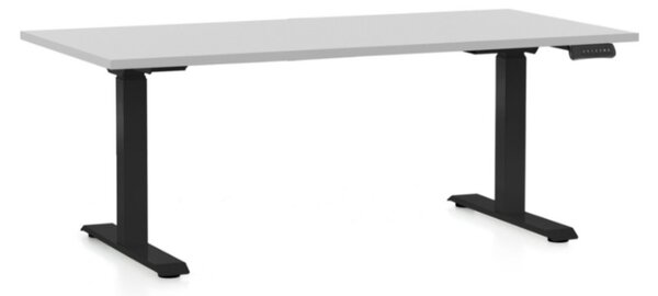 Állítható magasságú asztal OfficeTech C, 160 x 80 cm, fekete alap, világos szürke