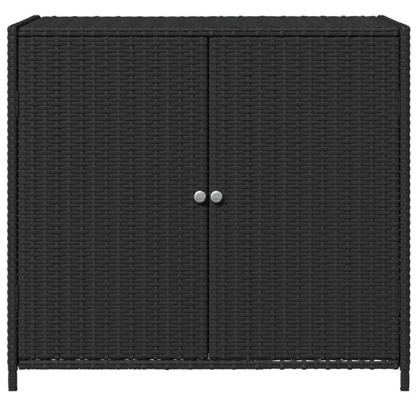 Fekete polyrattan kerti tárolószekrény 83 x 45 x 76 cm