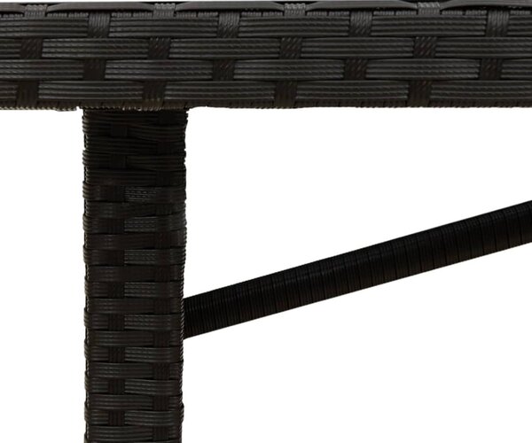 Fekete polyrattan akácfa lapos kerti asztal 190 x 80 x 74 cm