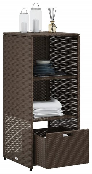 Barna polyrattan kerti tárolószekrény 50 x 55 x 115 cm